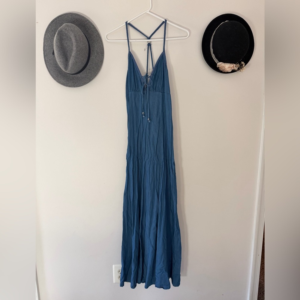 Forever 21 Strappy Blue denim Maxi Dress